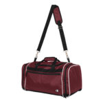 maroon, black and white champion all around duffle bag front view