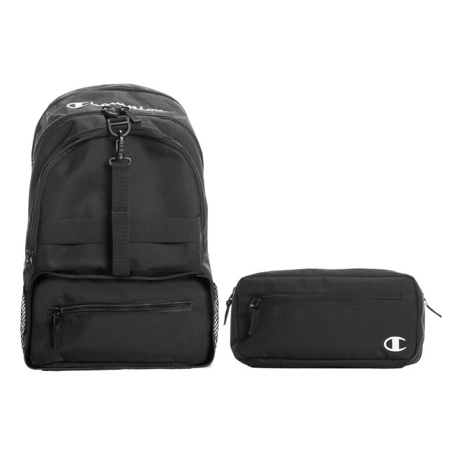 black champion squad backpack front view with fanny pack detached