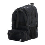 black glitter and black champion squad glitter backpack front view