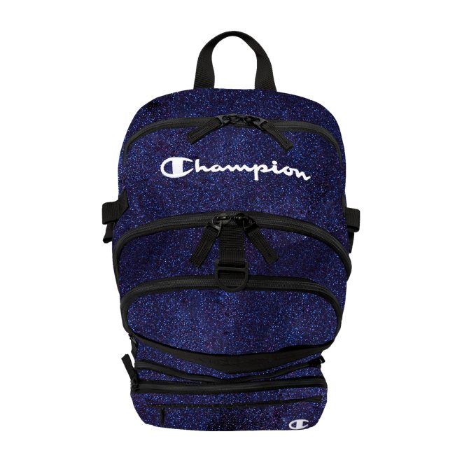 twilight glitter and black champion squad glitter backpack top view