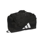 Black adidas Small Defender 5 Duffel bag, front three-quarters view