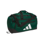 Team Dark Green adidas Small Defender 5 Duffel bag, front three-quarters view