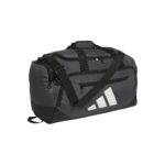 Team Dark Grey adidas Small Defender 5 Duffel bag, front three-quarters view