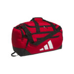 Team Power Red adidas Small Defender 5 Duffel bag, front three-quarters view