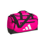 Team Shock Pink adidas Small Defender 5 Duffel bag, front three-quarters view