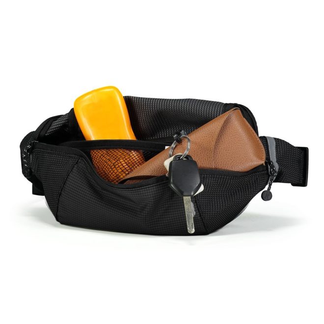 holloway expedition waist pack filled with keys, glasses, and sunscreen