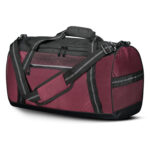 maroon and black holloway rivalry duffel bag front view