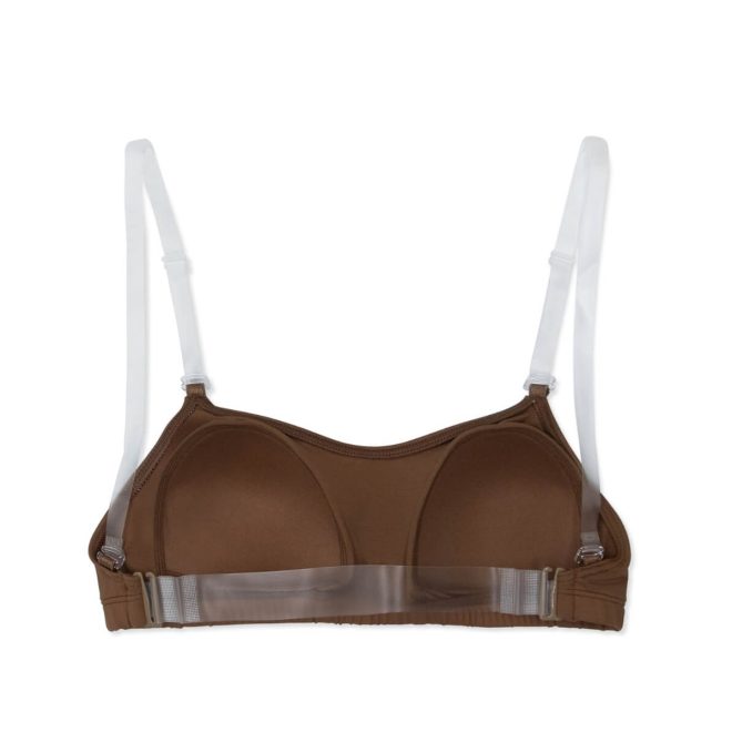 Mocha Capezio Adjustable Camisole Bra with Bratek inside view