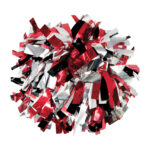black, red and silver three color metallic show pom