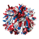 royal, red and silver three color metallic show pom