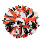 black, orange and white three color plastic show pom