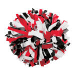 black, red, and white three color plastic show pom
