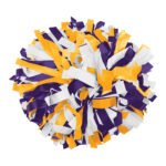 purple, gold and white three color plastic show pom