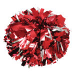 red and silver metallic sparkle dance pom