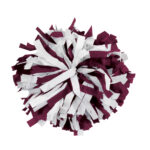 maroon and white two color plastic show pom