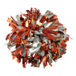 orange and silver two color metallic show pom