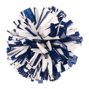 navy and white custom plastic show pom