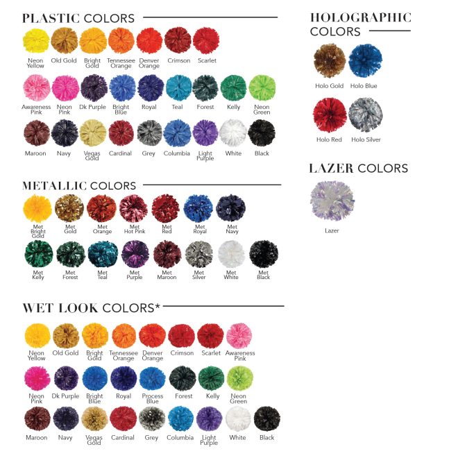 custom plastic double glitter pom options. Please call for assistance