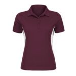women's maroon/white tonix spirit polo, front view