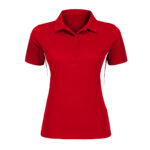women's scarlet/white tonix spirit polo, front view
