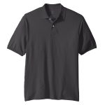 men jerzees 437 spotshield jersey polo charcoal front view