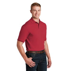 men Jerzees spotshield jersey polo red front view