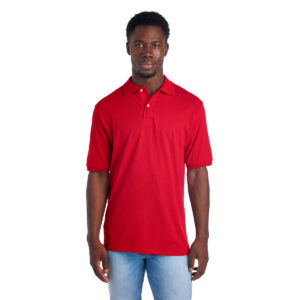 men jerzees spotshield jersey polo red front view