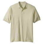 men jerzees 437 spotshield jersey polo sandstone front view