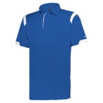 royal/white badger on the rise polo, front three-quarters