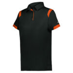 black/burnt orange women's badger on the rise polo, front three-quarters