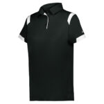 black/white women's badger on the rise polo, front three-quarters