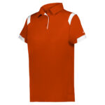 burnt orange/white women's badger on the rise polo, front three-quarters