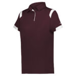 maroon/white women's badger on the rise polo, front three-quarters