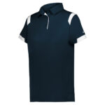navy/white women's badger on the rise polo, front three-quarters
