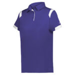 purple/white women's badger on the rise polo, front three-quarters