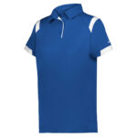 royal/white women's badger on the rise polo, front three-quarters