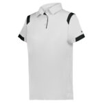 white/black women's badger on the rise polo, front three-quarters