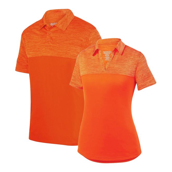 men and women augusta shadow tonal polo front view orange