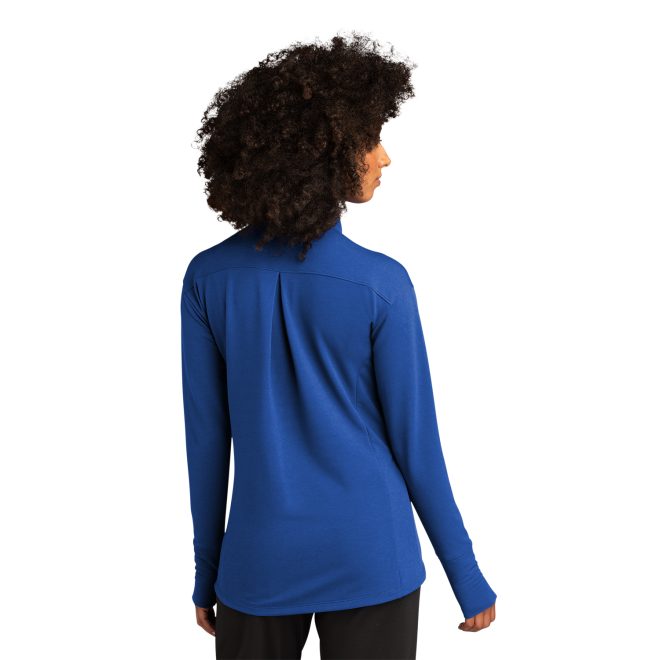 women true royal sport tek sport wick flex jacket back view on model