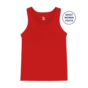 adult women youth red badger b core tank front view