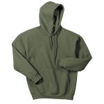 military green heavy blend hooded sweatshirt front view