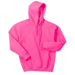 safety pink heavy blend hooded sweatshirt front view