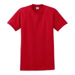 red solid color cotton tee front view