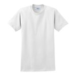 white solid color cotton tee front view