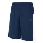navy and white champion double dry short front view