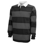 black and grey charles river classic rugby shirt front view