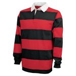 black and red charles river classic rugby shirt front view