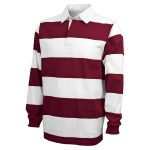 maroon and white charles river classic rugby shirt front view