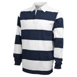 navy and white charles river classic rugby shirt front view