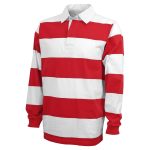 red and white charles river classic rugby shirt front view